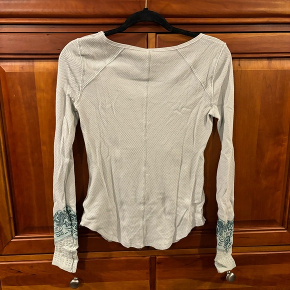 Free People Blue Henley with Knit Cuffs - Picture 2 of 3